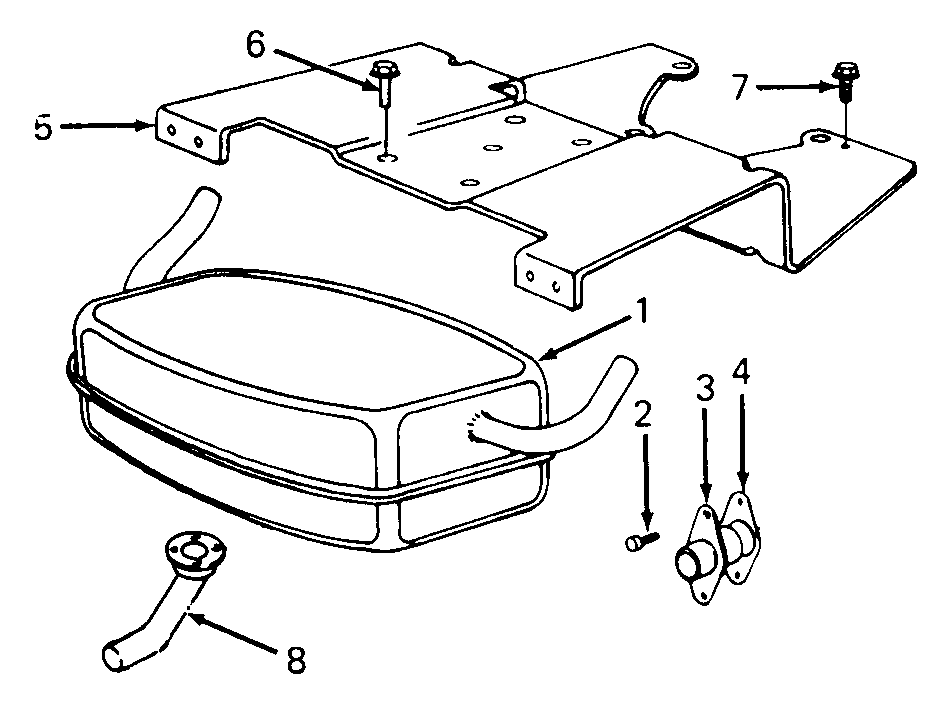 Muffler Diagram and Parts List for 1610 0350042U-135393100-135393399-136393100 Cub Cadet Lawn Tractor
